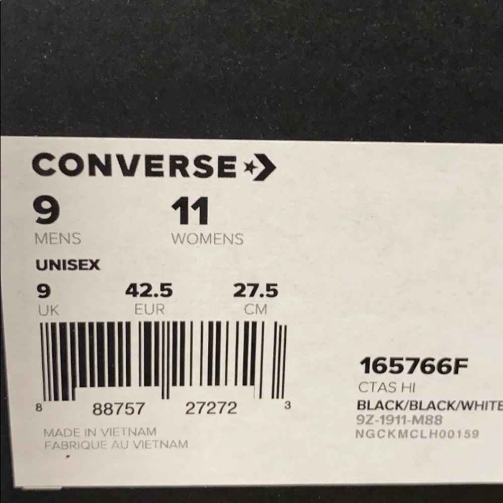 Converse Ctas High Top Canvas Black Men’s Sneakers - Picture 10 of 10